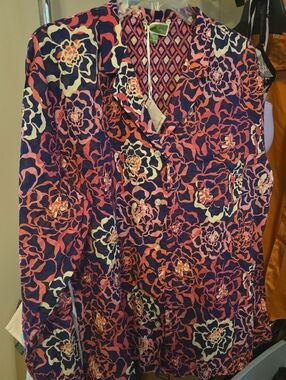 Vera Bradley Navy, Pink & Cream Floral Pajama Top